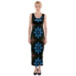 Flower Pattern Flora Floral Seamless Fitted Maxi Dress