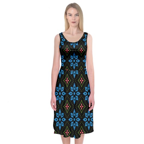 Flower Pattern Flora Floral Seamless Midi Sleeveless Dress from ArtsNow.com