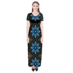 Flower Pattern Flora Floral Seamless Short Sleeve Maxi Dress