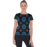 Flower Pattern Flora Floral Seamless Short Sleeve Sports Top 