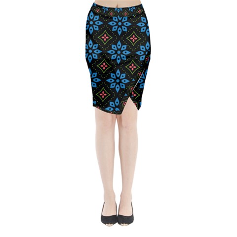 Flower Pattern Flora Floral Seamless Midi Wrap Pencil Skirt from ArtsNow.com