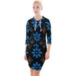 Flower Pattern Flora Floral Seamless Quarter Sleeve Hood Bodycon Dress