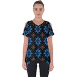 Flower Pattern Flora Floral Seamless Cut Out Side Drop T-Shirt