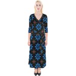 Flower Pattern Flora Floral Seamless Quarter Sleeve Wrap Maxi Dress