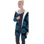 Flower Pattern Flora Floral Seamless Longline Hooded Cardigan