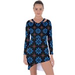 Flower Pattern Flora Floral Seamless Asymmetric Cut-Out Shift Dress