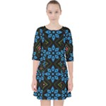 Flower Pattern Flora Floral Seamless Quarter Sleeve Pocket Dress