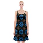 Flower Pattern Flora Floral Seamless Spaghetti Strap Velvet Dress