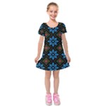 Flower Pattern Flora Floral Seamless Kids  Short Sleeve Velvet Dress