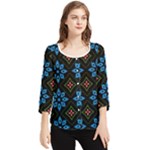 Flower Pattern Flora Floral Seamless Chiffon Quarter Sleeve Blouse