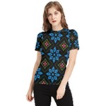 Flower Pattern Flora Floral Seamless Women s Short Sleeve Rash Guard