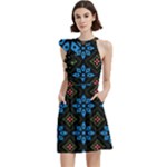 Flower Pattern Flora Floral Seamless Cocktail Party Halter Sleeveless Dress With Pockets