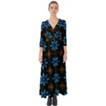 Flower Pattern Flora Floral Seamless Button Up Boho Maxi Dress