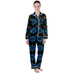 Flower Pattern Flora Floral Seamless Women s Long Sleeve Satin Pajamas Set	