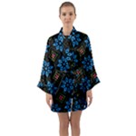 Flower Pattern Flora Floral Seamless Long Sleeve Satin Kimono