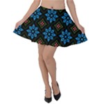 Flower Pattern Flora Floral Seamless Velvet Skater Skirt