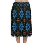 Flower Pattern Flora Floral Seamless Velvet Flared Midi Skirt