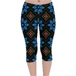 Flower Pattern Flora Floral Seamless Velvet Capri Leggings 