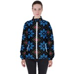 Flower Pattern Flora Floral Seamless Women s High Neck Windbreaker