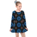 Flower Pattern Flora Floral Seamless Kids  Long Sleeve Dress