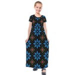 Flower Pattern Flora Floral Seamless Kids  Short Sleeve Maxi Dress