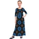 Flower Pattern Flora Floral Seamless Kids  Quarter Sleeve Maxi Dress