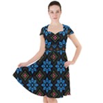 Flower Pattern Flora Floral Seamless Cap Sleeve Midi Dress With Pockets