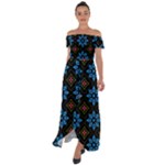 Flower Pattern Flora Floral Seamless Off Shoulder Open Front Chiffon Dress