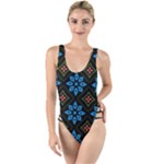 Flower Pattern Flora Floral Seamless High Leg Strappy Swimsuit