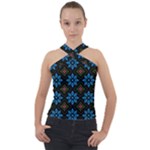 Flower Pattern Flora Floral Seamless Cross Neck Velour Top