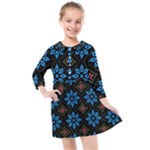 Flower Pattern Flora Floral Seamless Kids  Quarter Sleeve Shirt Dress