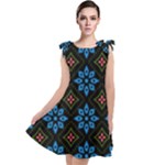 Flower Pattern Flora Floral Seamless Tie Up Tunic Dress