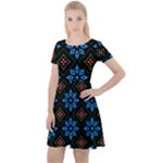 Flower Pattern Flora Floral Seamless Cap Sleeve Velour Dress 