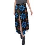 Flower Pattern Flora Floral Seamless Velour Split Maxi Skirt