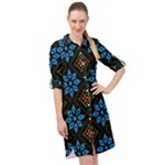 Flower Pattern Flora Floral Seamless Long Sleeve Mini Shirt Dress