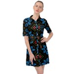 Flower Pattern Flora Floral Seamless Belted Shirt Dress