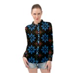 Flower Pattern Flora Floral Seamless Long Sleeve Chiffon Shirt