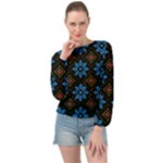 Flower Pattern Flora Floral Seamless Banded Bottom Chiffon Top