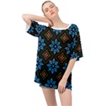 Flower Pattern Flora Floral Seamless Oversized Chiffon Top