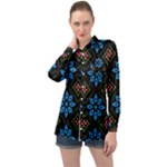 Flower Pattern Flora Floral Seamless Long Sleeve Satin Shirt