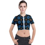 Flower Pattern Flora Floral Seamless Short Sleeve Cropped Jacket