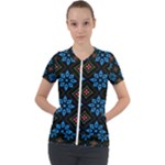 Flower Pattern Flora Floral Seamless Short Sleeve Zip Up Jacket