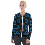 Flower Pattern Flora Floral Seamless Velvet Zip Up Jacket