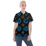 Flower Pattern Flora Floral Seamless Women s Short Sleeve Pocket Shirt