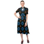 Flower Pattern Flora Floral Seamless Keyhole Neckline Chiffon Dress