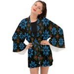 Flower Pattern Flora Floral Seamless Long Sleeve Kimono