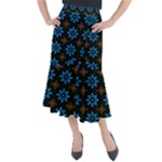 Flower Pattern Flora Floral Seamless Midi Mermaid Skirt