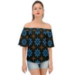 Flower Pattern Flora Floral Seamless Off Shoulder Short Sleeve Top