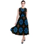 Flower Pattern Flora Floral Seamless Round Neck Boho Dress