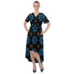 Flower Pattern Flora Floral Seamless Front Wrap High Low Dress